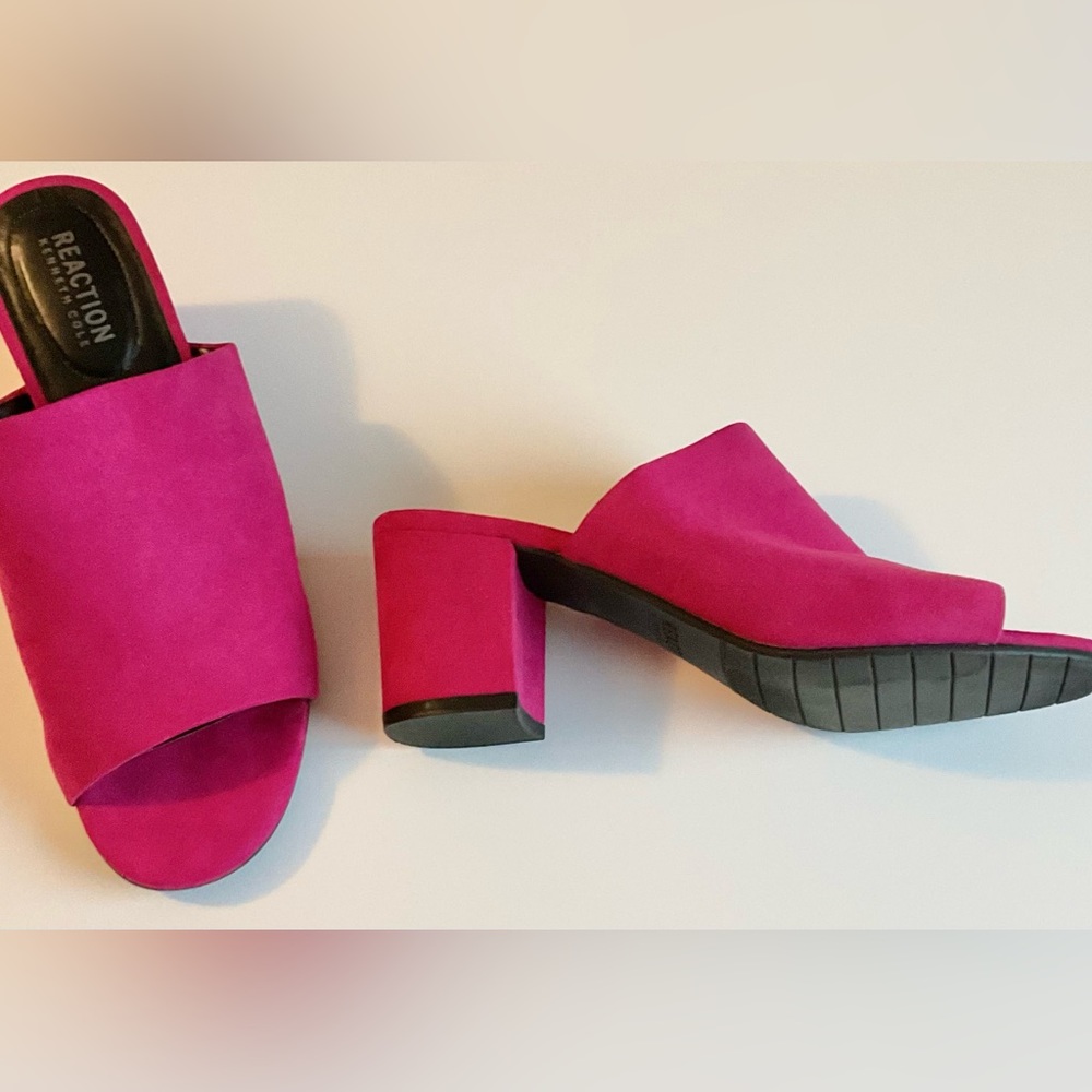 Kenneth Cole Pink Suede Mule Block Heel Women’s Size 8 Heels New Without Box